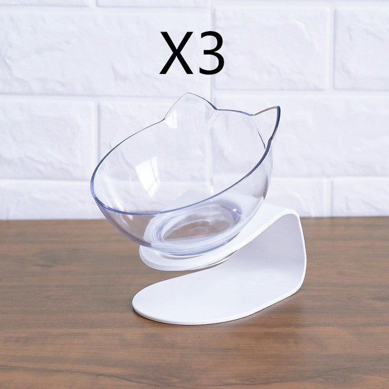 Non-Slip Elevated One Base Dual Cat Bowls - (25 Color/Style Options)