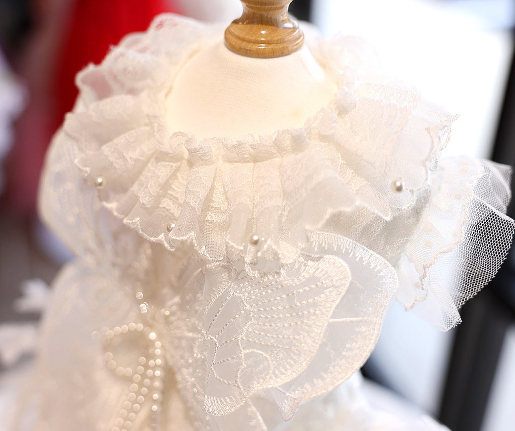Luxury White Angel Pearly Butterfly Tutu Wedding Dress - Dog - (XS-XL) - (White) - (While Supplies Last)