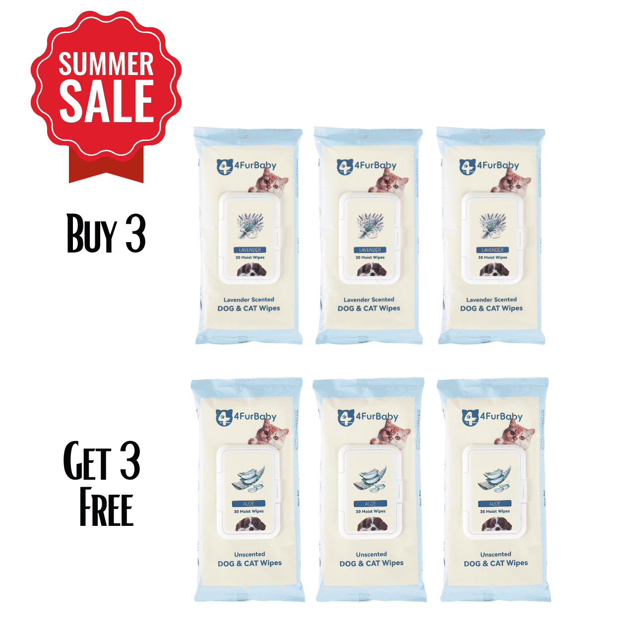 Grooming Wipes - Dog Cat - (Plant-Based) - (Hypoallergenic) - (5 Count Options) - (4FurBaby)
