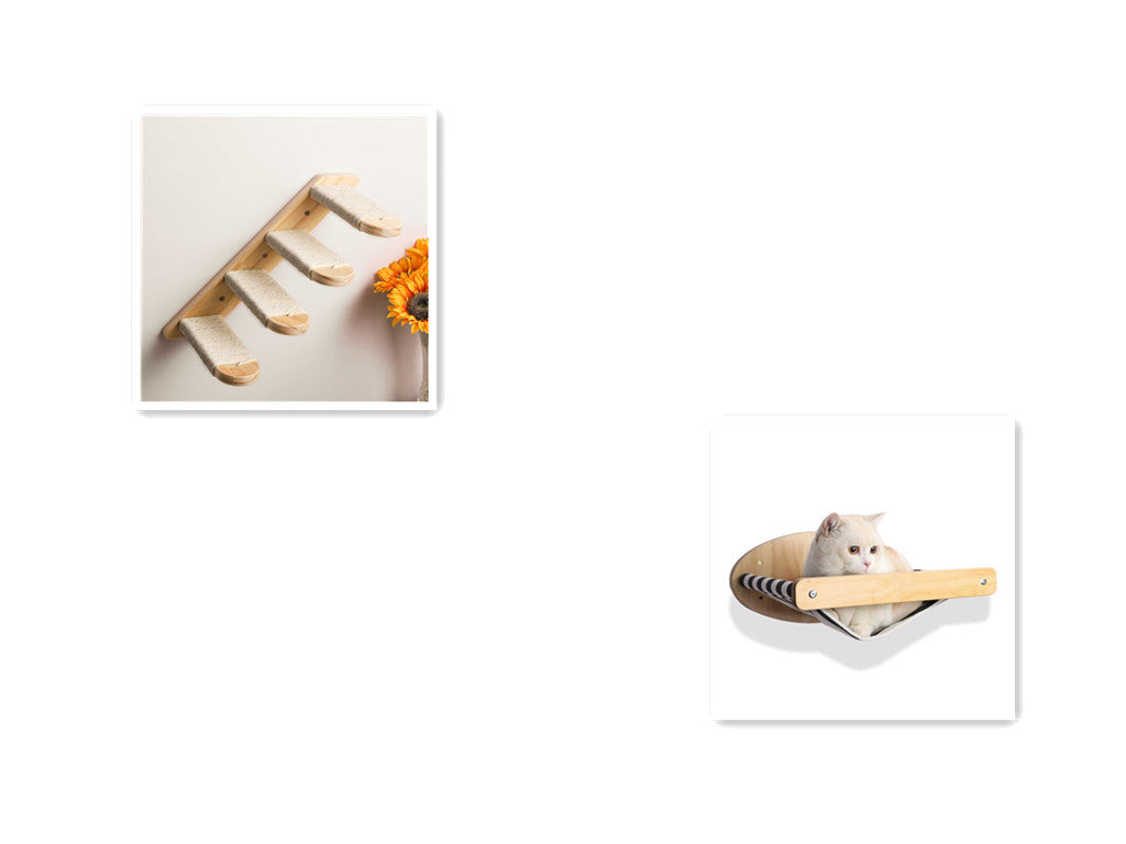 Wall Mounted Wood Hammock Bed and Shelves - Cat