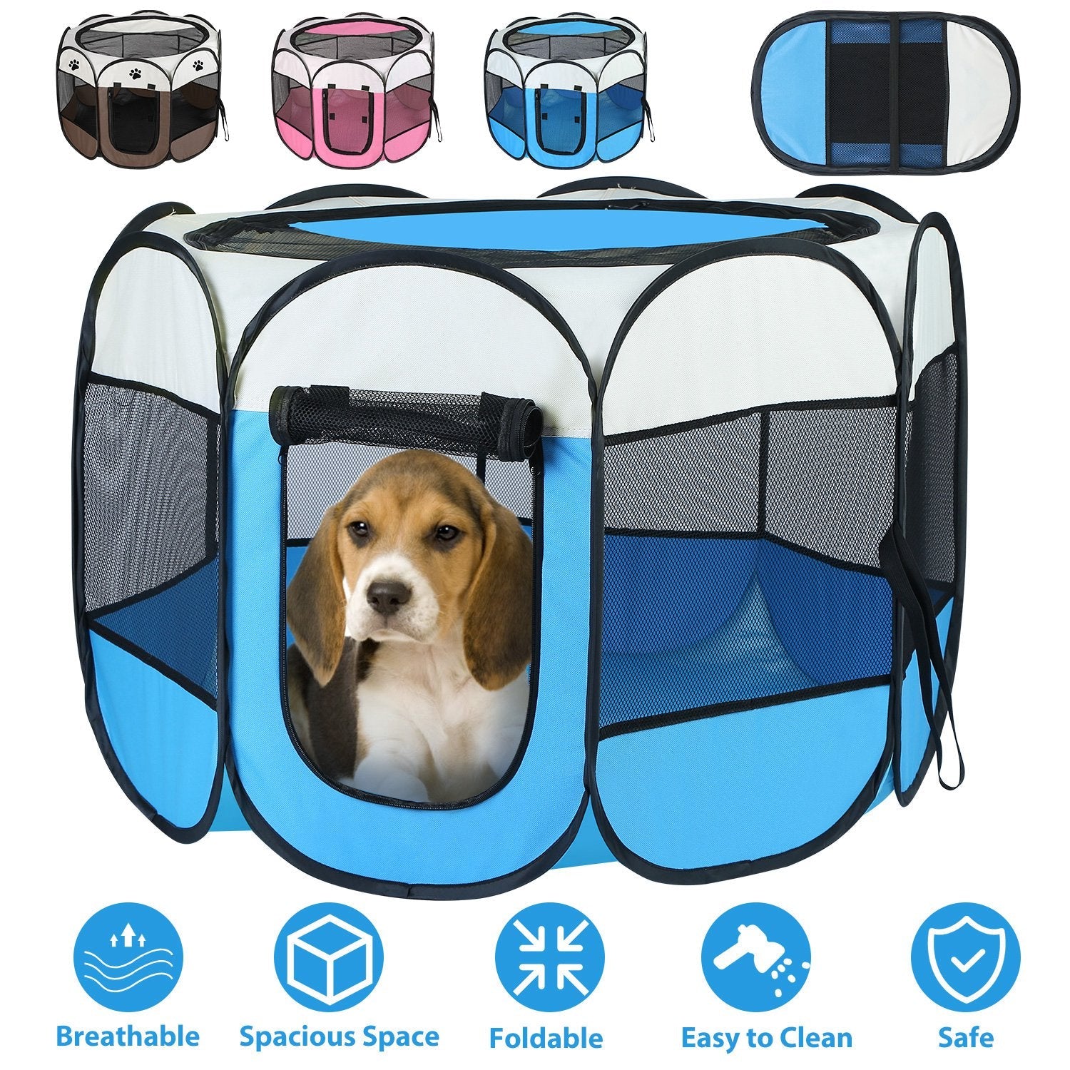 Portable Foldable Tent Playpen - Dog Cat - (Indoor/Outdoor Fun) -  (Pink, Blue) - (While Supplies Last)