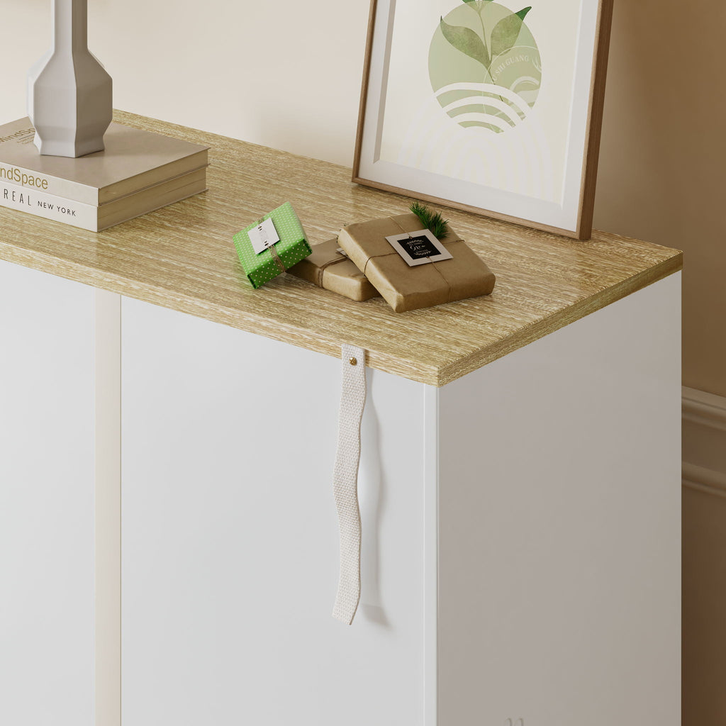 Wood Cabinet Furniture Litter Box Enclosure - Cat - (With Scratch Pad) - (White/Lt. Brown) - (While Supplies Last)