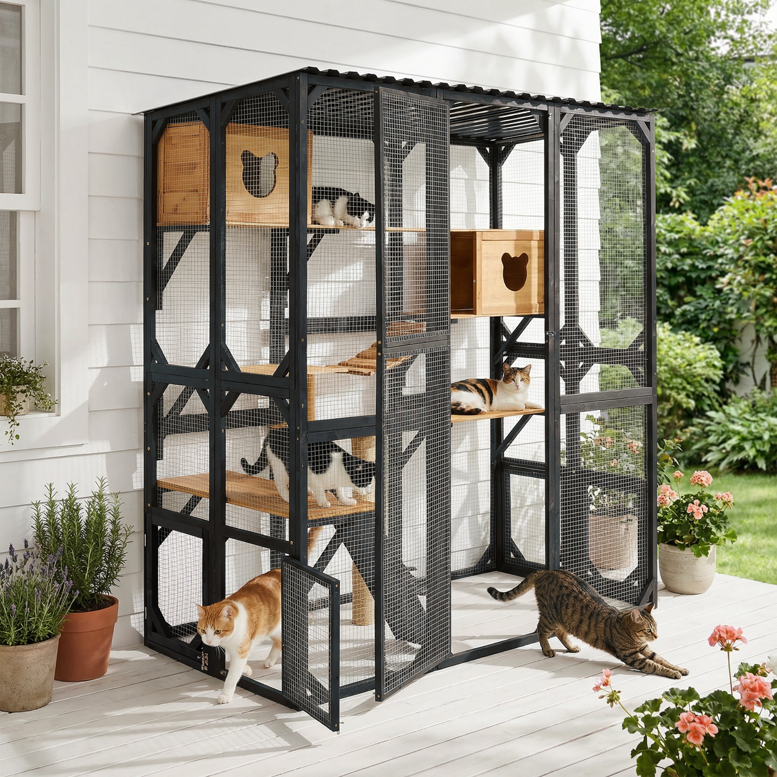 Outdoor Cat Enclosure Fir Wood Catio