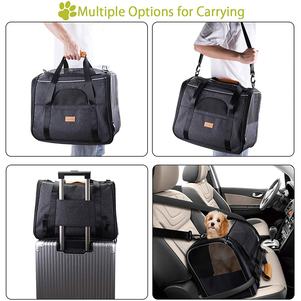 Compact Travel Pet Carrier - Dog Cat - (Portable) - (Quality) - (3 Color Options)