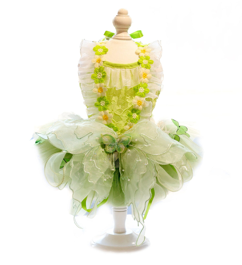 Fairy Tutu Dress with Butterfly & 3D Floral Lace - Dog - (XS-XL) - (Green) - (While Supplies Last)