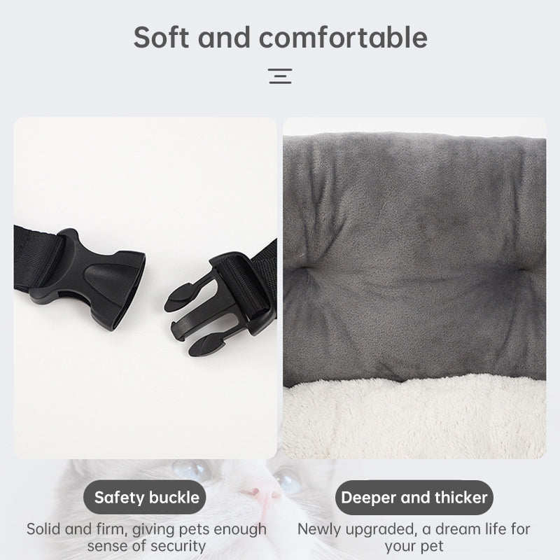 Safe Pet Car Seat Carrier Bed - Dog Cat - (S,L) - (4 Color Options) - (Plush) - (Cushion Storage Bag)