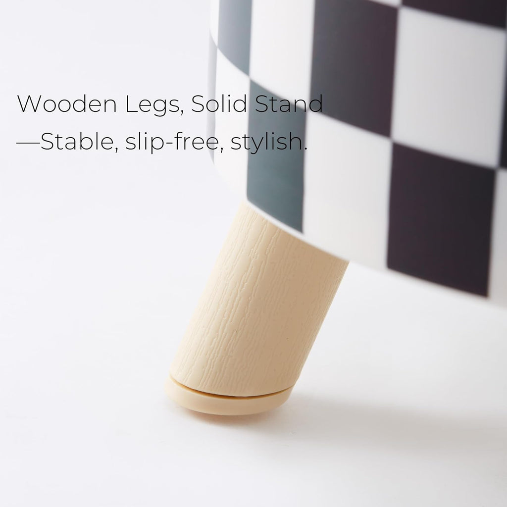 Elevated Checkered Feeding Bowl on Wood Legs - Dog Cat - (Black & White) - (While Supplies Last)
