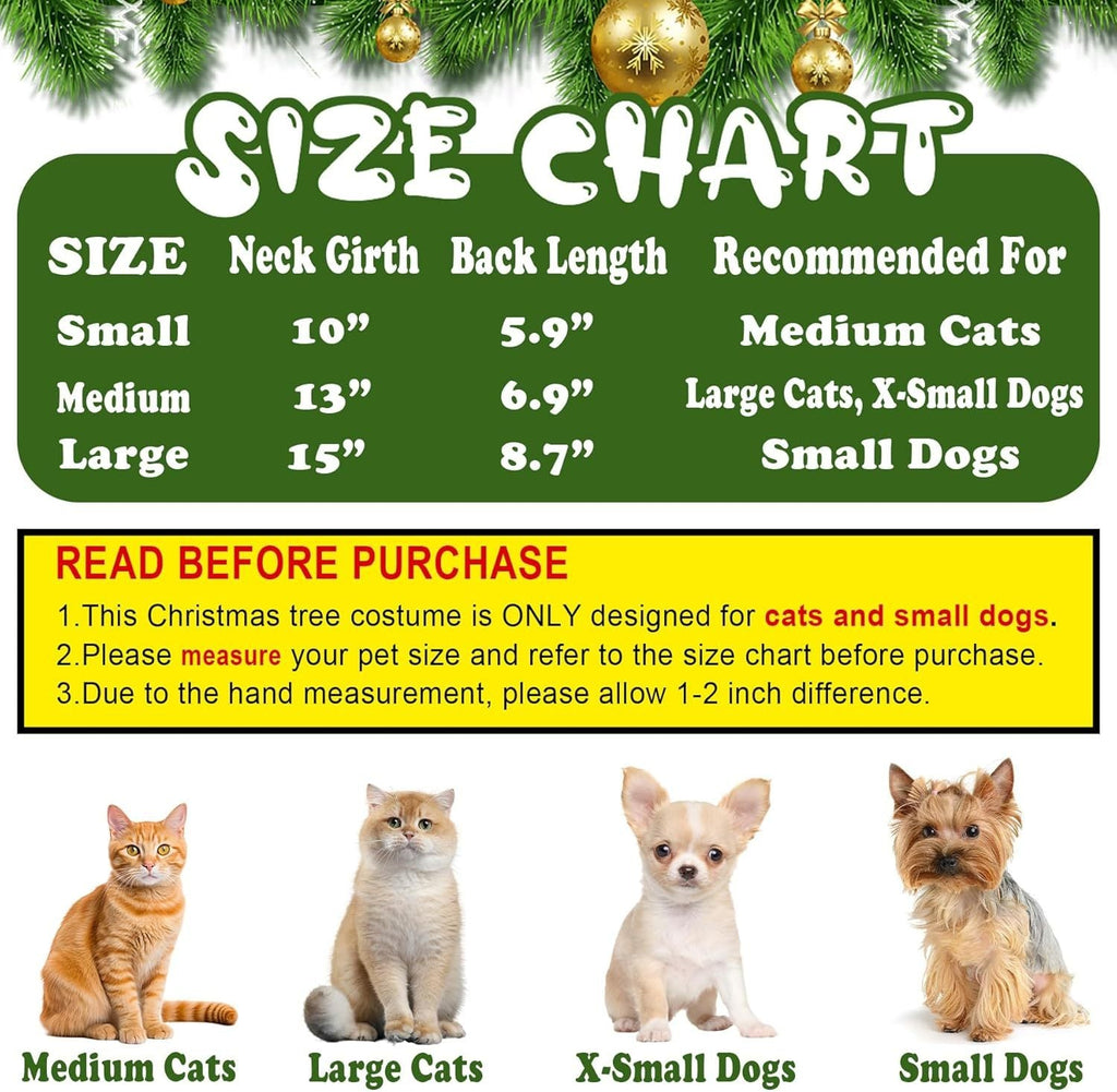 Christmas Tree Costume - Dog Cat (S-L) - (Green, Red)