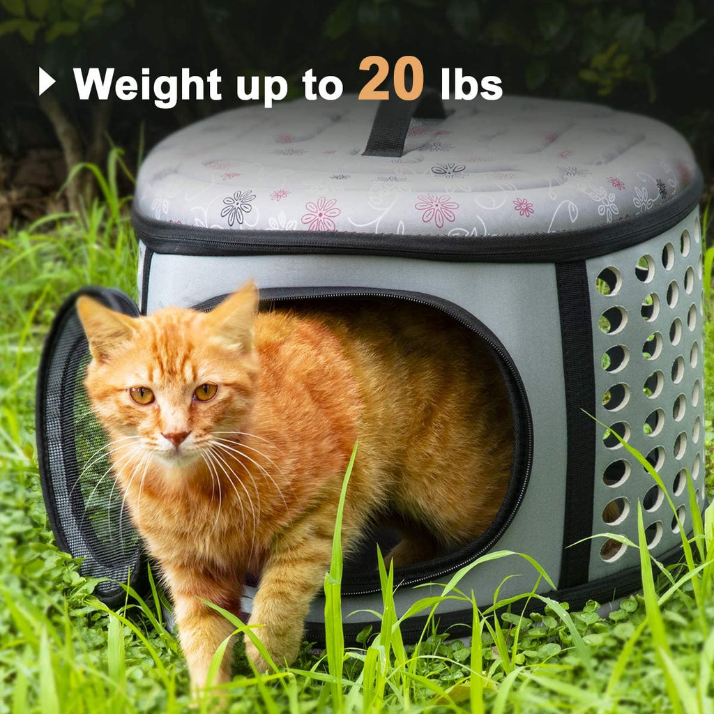 Foldable Crate and Pet Carrier - Dog Cat - (4 Color Options) - (18"x15"x13")