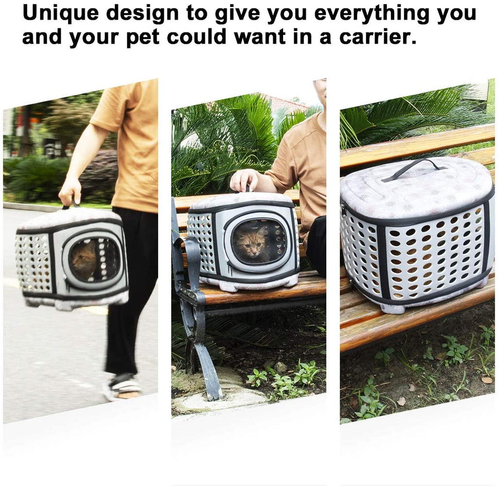 Foldable Crate and Pet Carrier - Dog Cat - (4 Color Options) - (18"x15"x13")