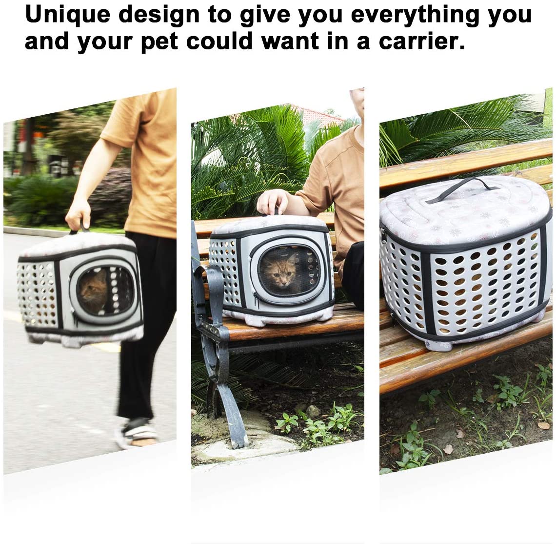 Foldable Crate and Pet Carrier - Dog Cat - (4 Color Options) - (18"x15"x13")