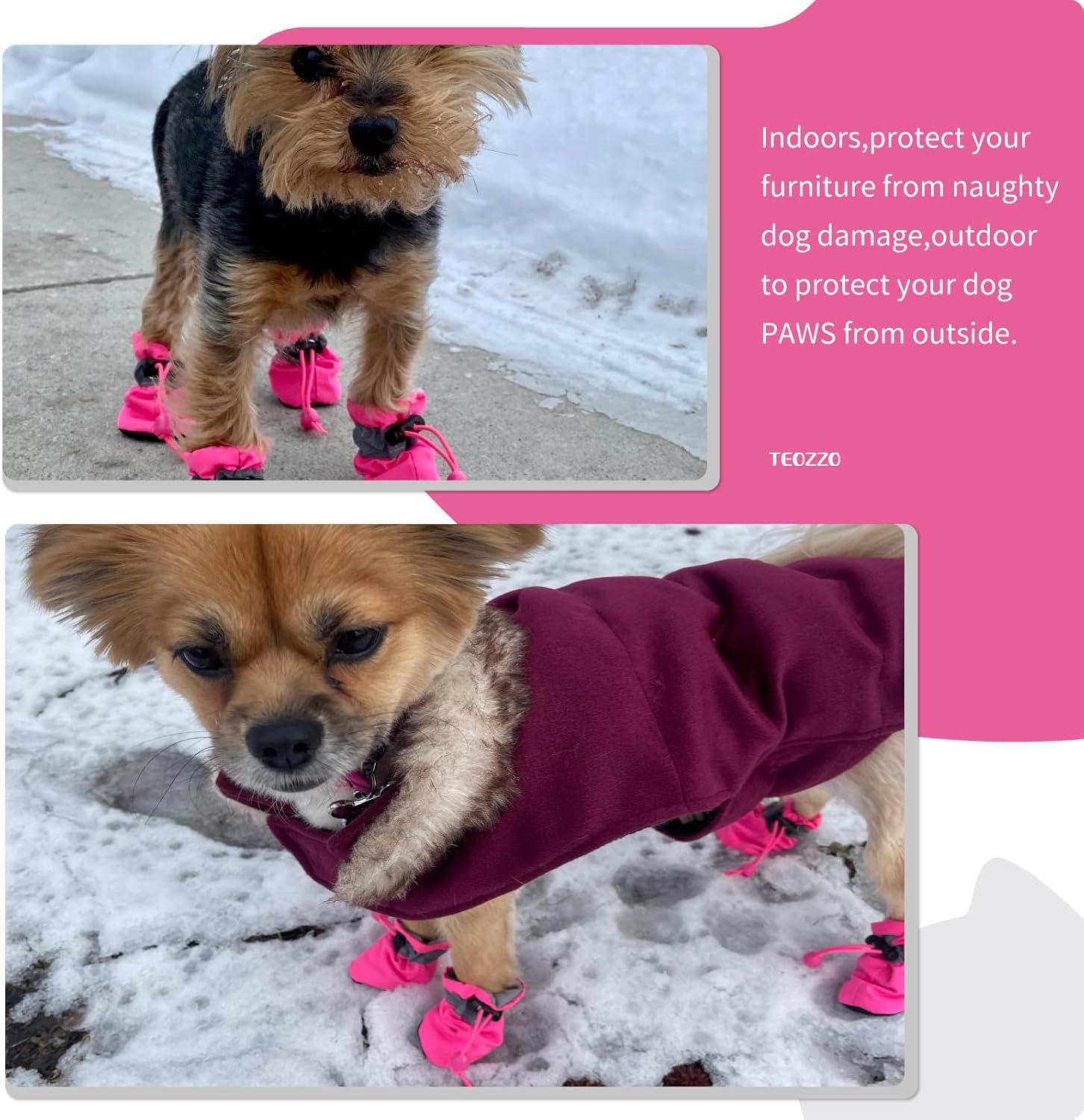 Adjustable Reflective Waterproof Boots - Dog - (Hot Pink, Yellow) (1#-7#) - (While Supplies Last)