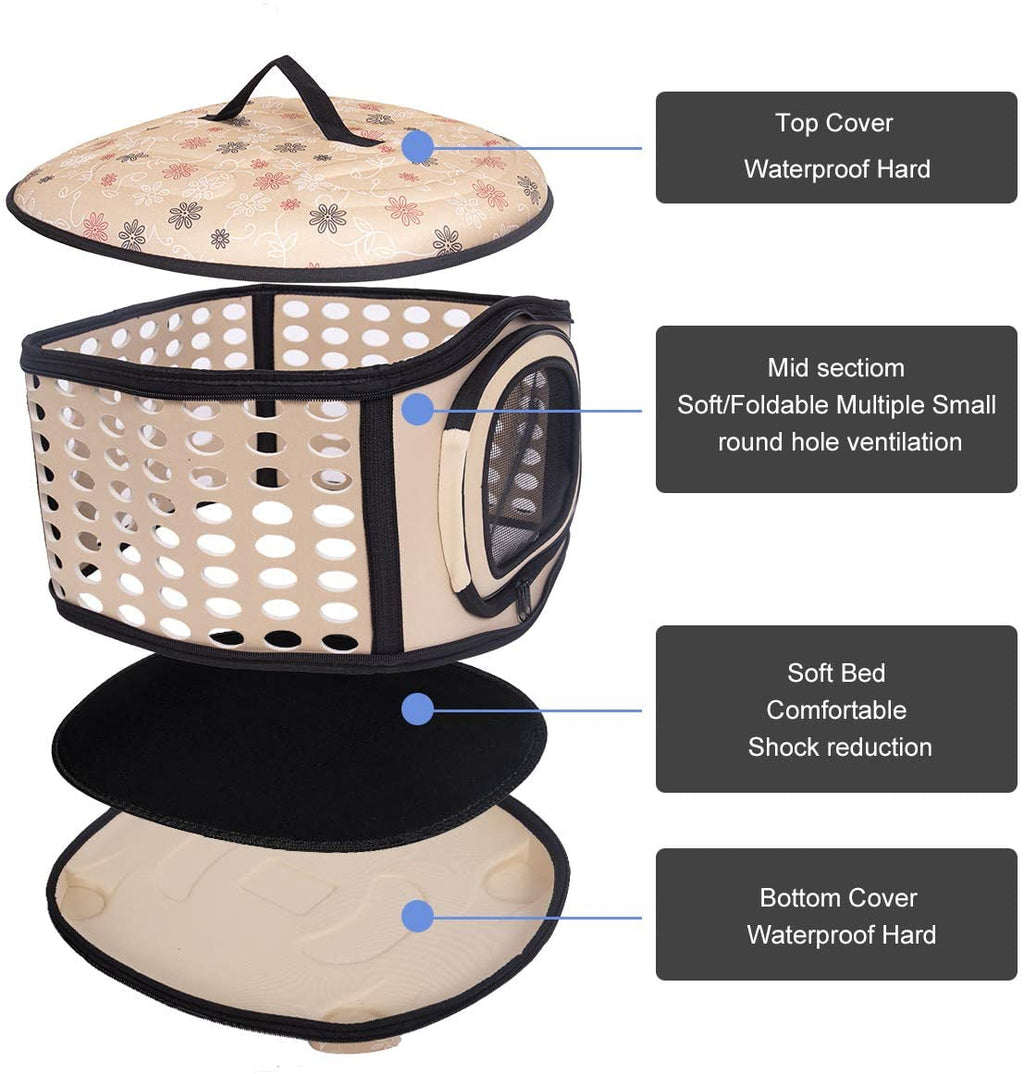 Foldable Crate and Pet Carrier - Dog Cat - (4 Color Options) - (18"x15"x13")