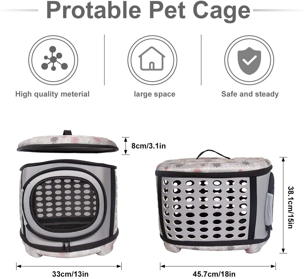 Foldable Crate and Pet Carrier - Dog Cat - (4 Color Options) - (18"x15"x13")