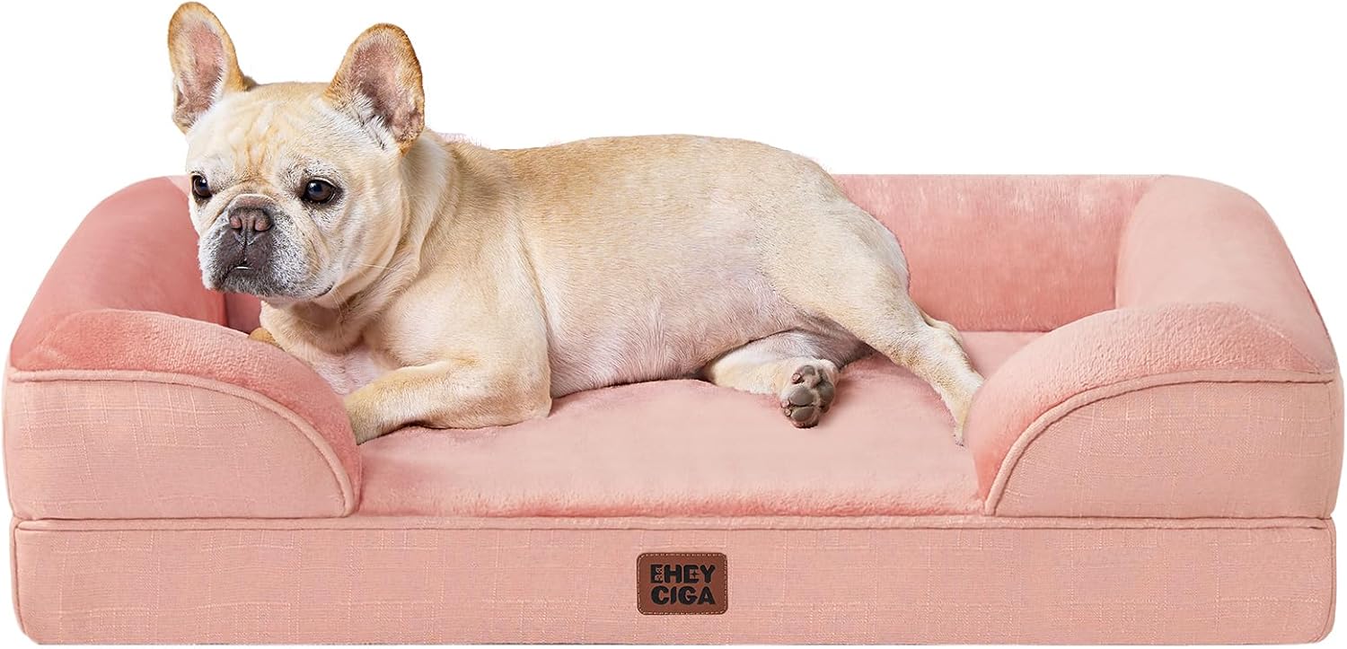 EHEYCIGA Orthopedic Dog Beds for Extra Large Dogs 44x32Inch, Waterproof Memory Foam XL Pet Bed with Sides, Non-Slip and Egg-Crate Foam Big Dog Couch Bed with Washable Removable Cover, Grey