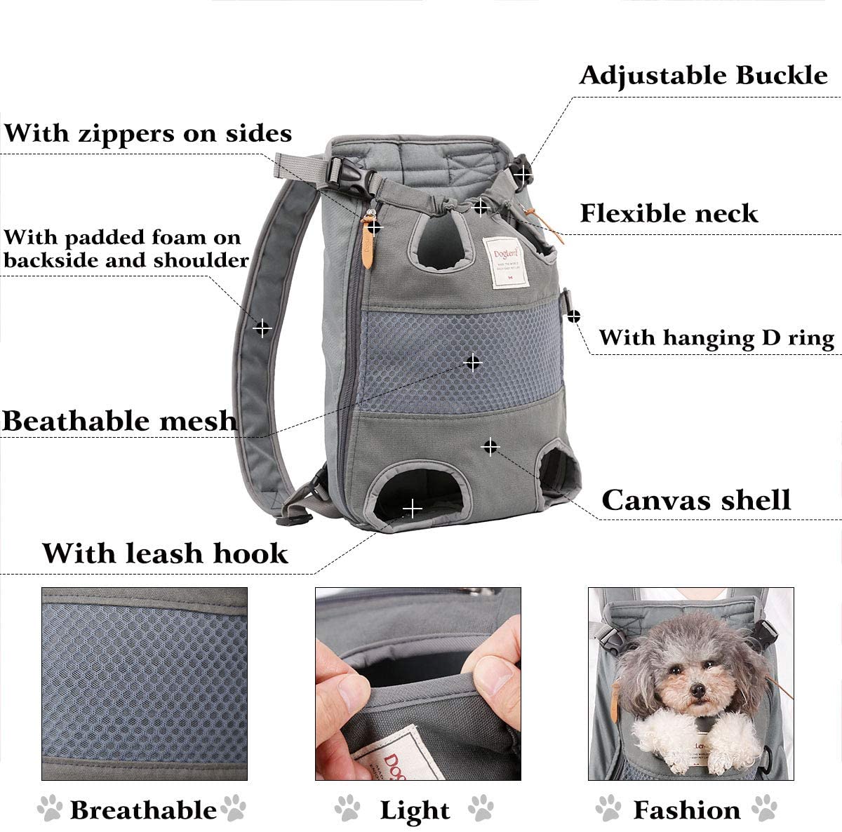 Front-Worn Pet Carrier Backpack - Dog Cat - (4 Color Options) - (Hands-Free)
