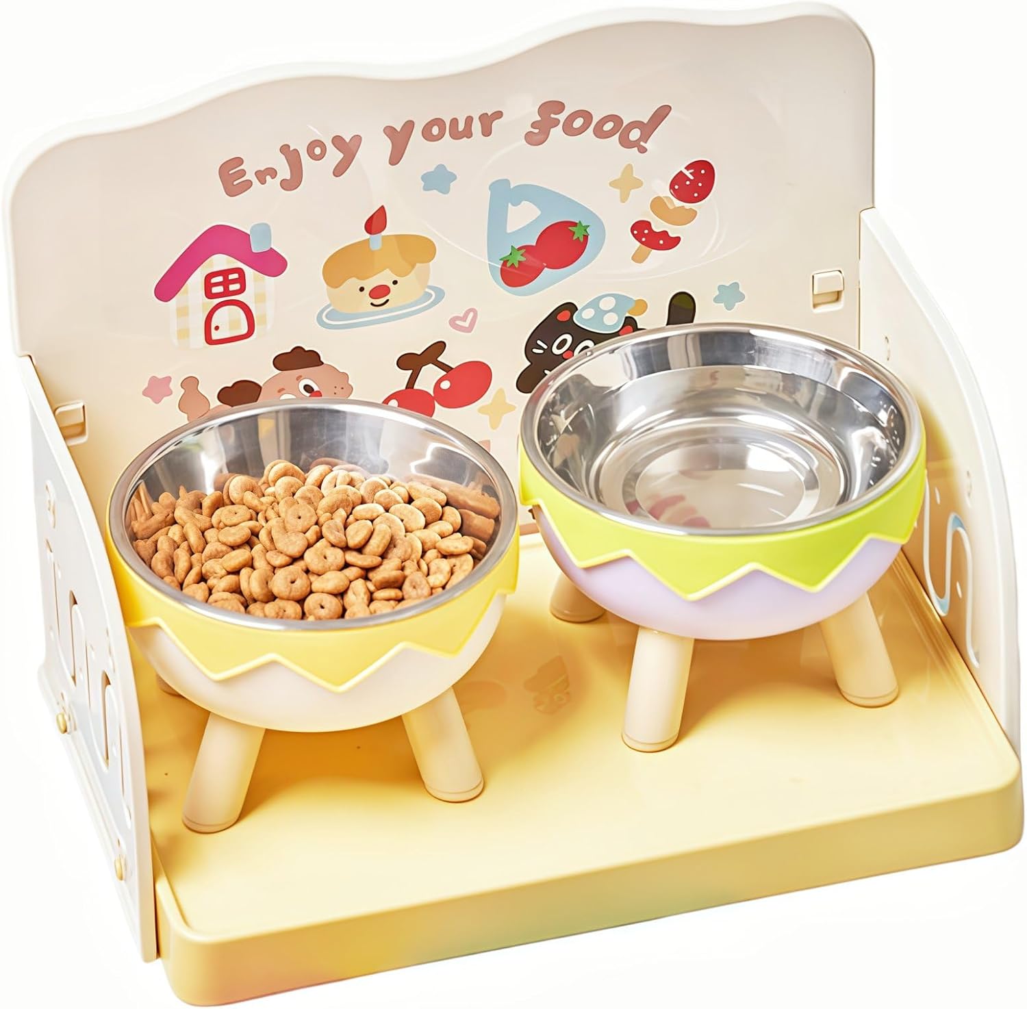 Elevated Stainless Steel Pet Bowl with Legs - Dog Cat - (Yellow, Purple) - (While Supplies Last)