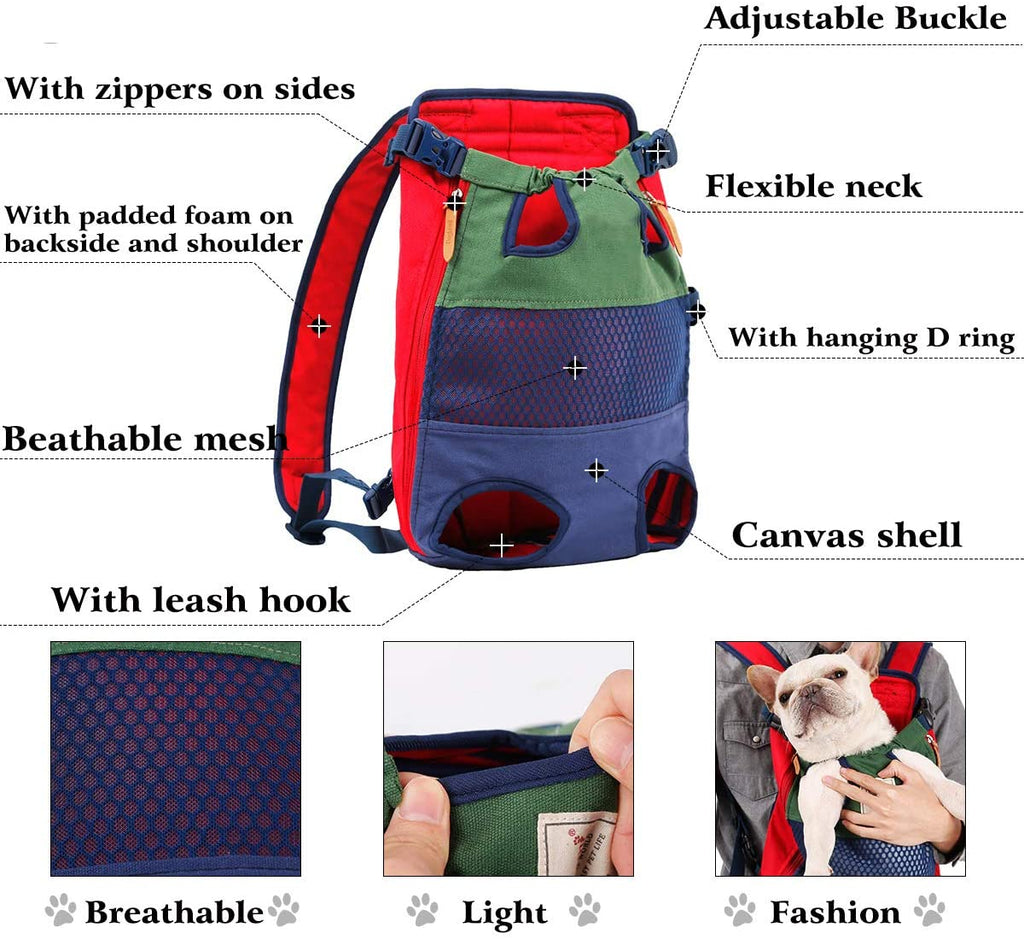 Front-Worn Pet Carrier Backpack - Dog Cat - (4 Color Options) - (Hands-Free)
