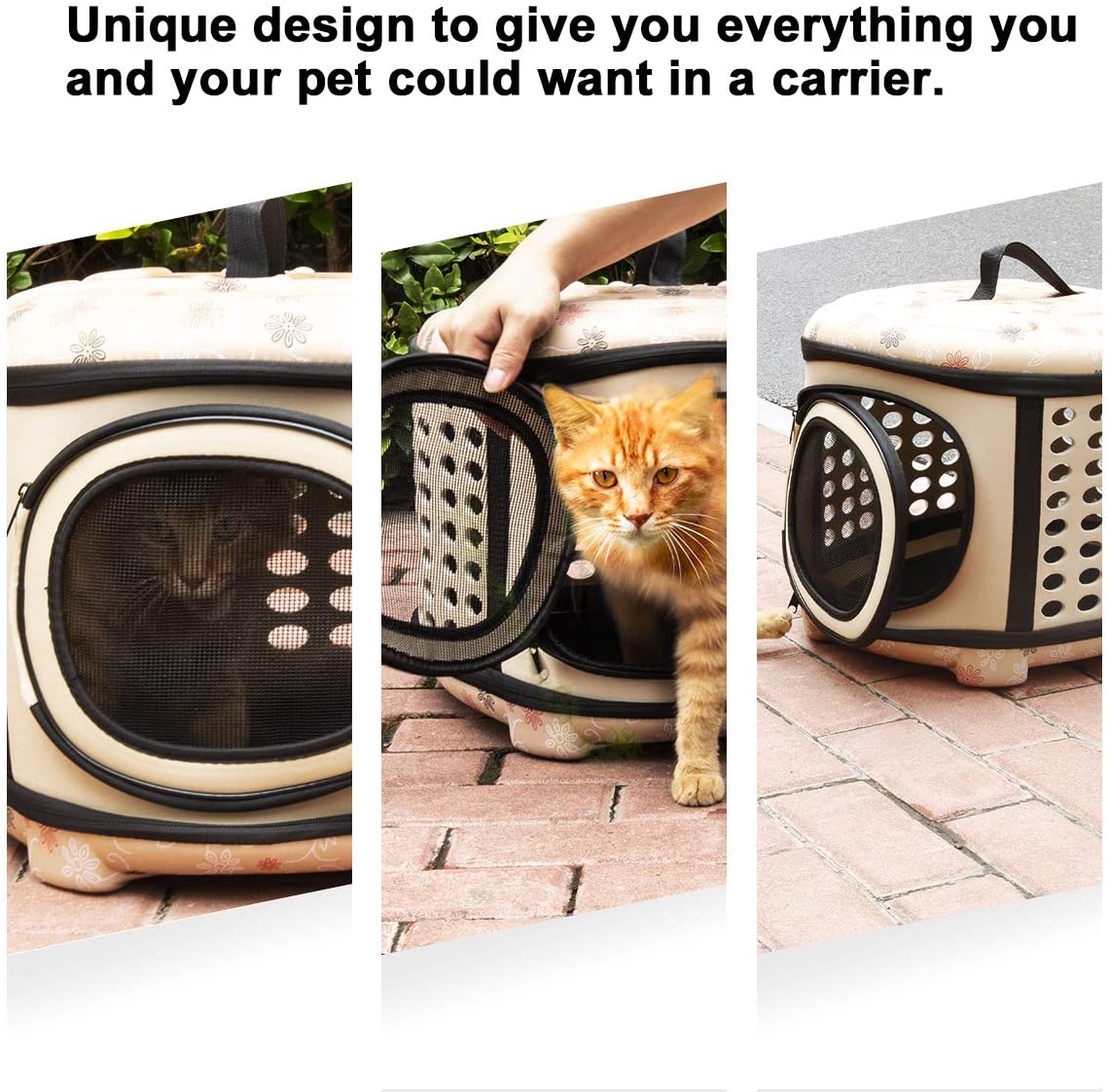 Foldable Crate and Pet Carrier - Dog Cat - (4 Color Options) - (18"x15"x13")