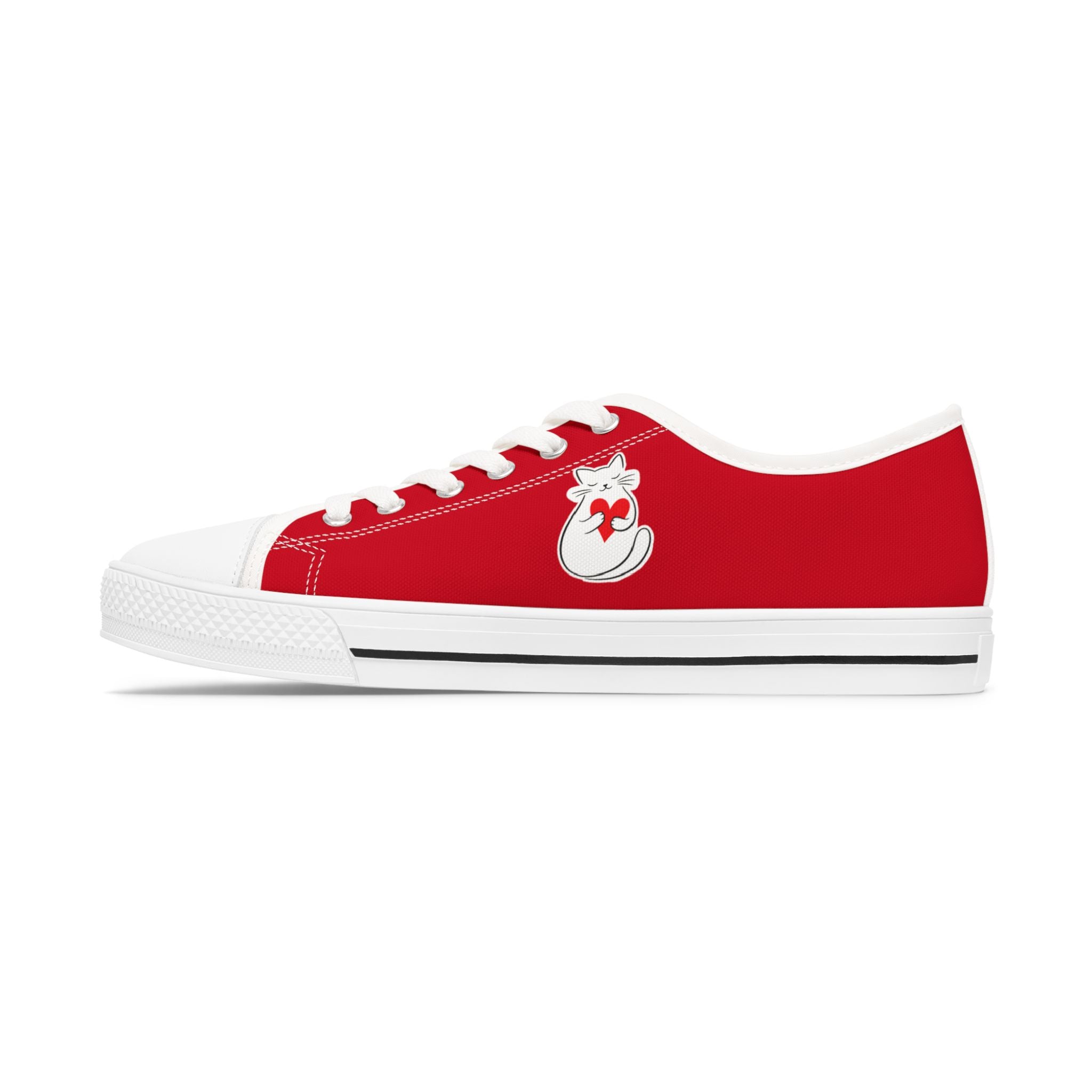 Valentine Cat Low-Top Sneakers - (Red & White) - Ladies - (9 Sizes)  (While Supplies Last)