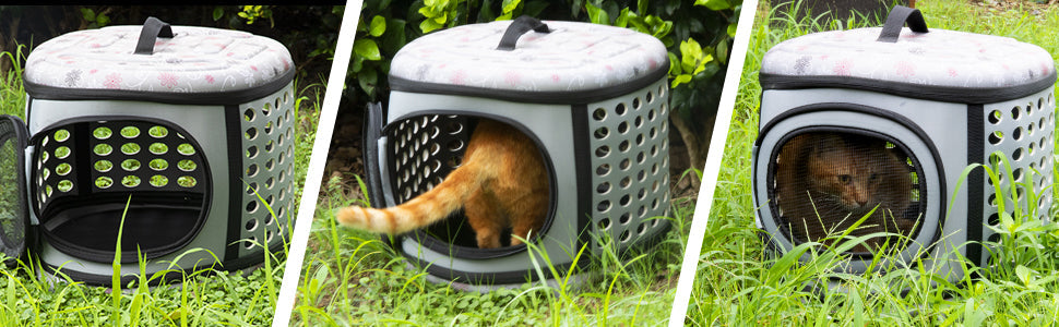 Foldable Crate and Pet Carrier - Dog Cat - (4 Color Options) - (18"x15"x13")