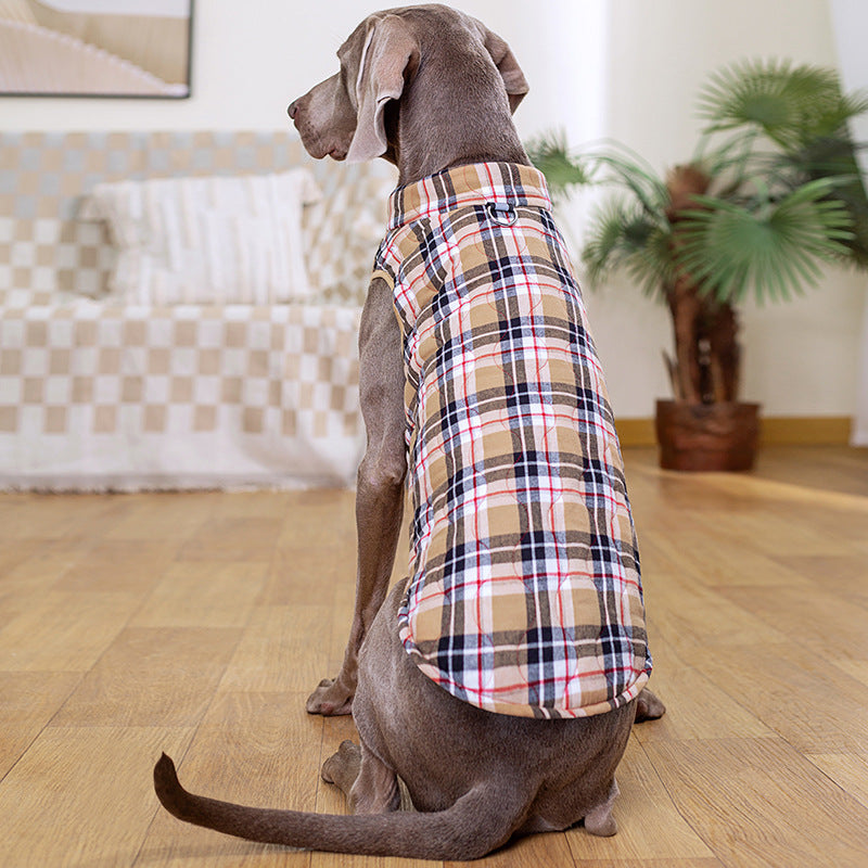 Heavy Cotton British Plaid Zipper Down Jacket - Dog Cat - (Green, Red) - (XS-3XL)