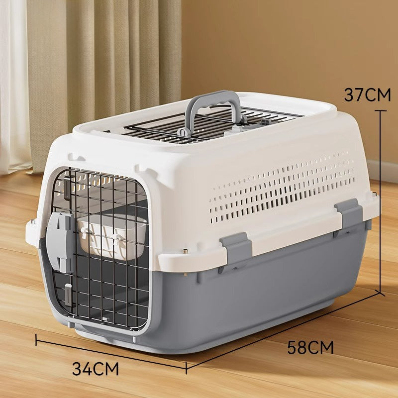 Airline Approved Secure Pet Travel Crate with Food Bowl - Dog - (3 Color Options) - (M,L)