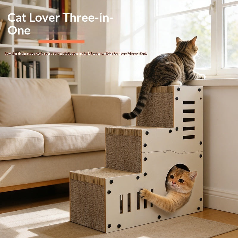 Multi-functional Playtime Scratcher and Stairs - Cat -  (Corrugated Cardboard)