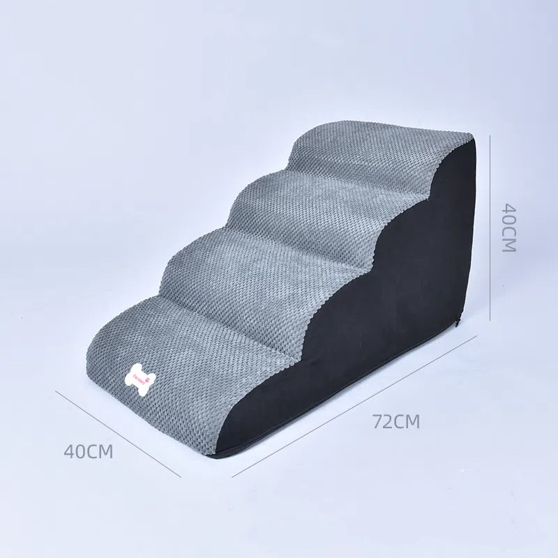 2-Step Foam and Velvet Stairs - Dog Cat - (Coffee, Grey) - (Anti-Slip) - (Also 3,4-Step Options)