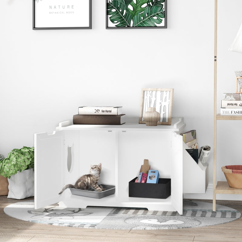 End Table and Litter Box Enclosure - Cat - (White, Brown) - (34.75" L x 19" W x 20.25" H - (While Supplies Last)