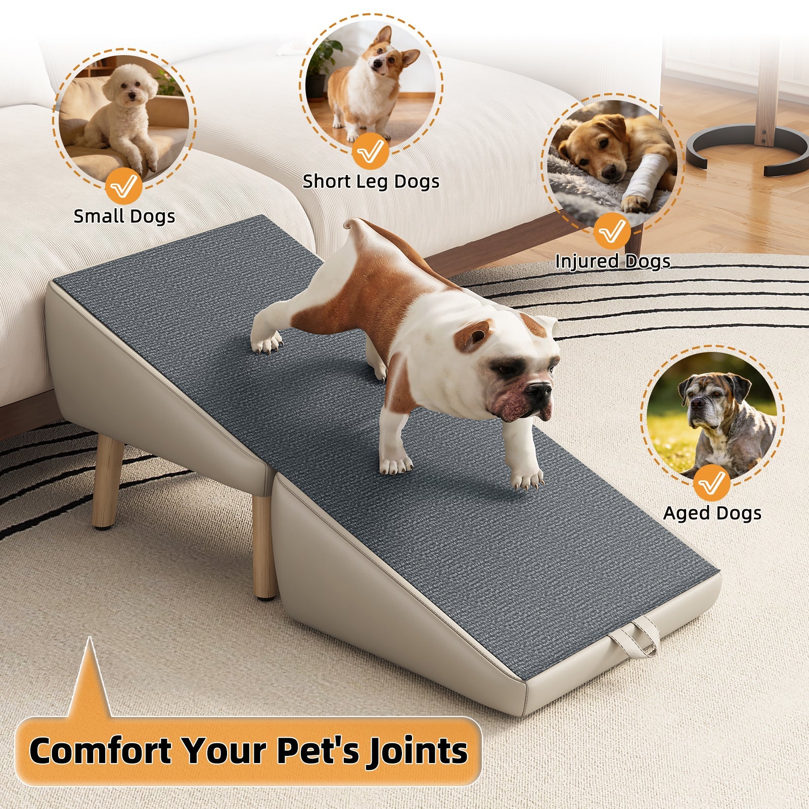 2-in-1  Ramp and Ottoman - Dog Cat - (Solid Wood) - (Non-Slip)- (While Supplies Last)