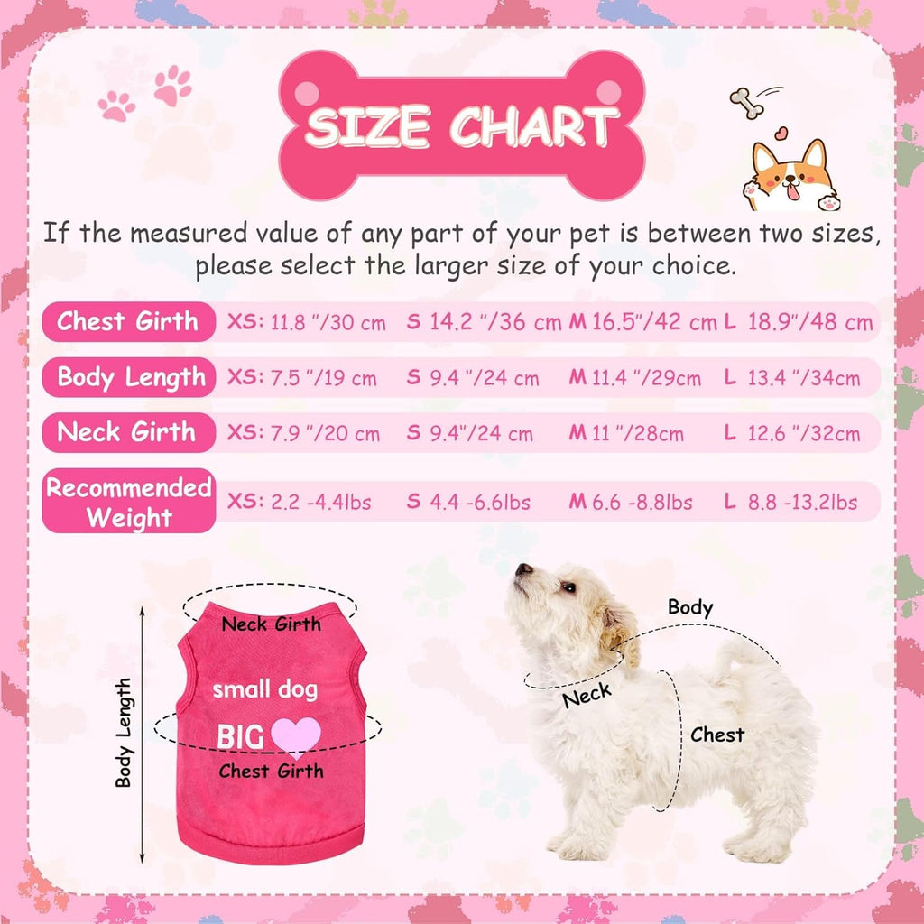 6 Pack Summer Shirt Vest - Dog Cat - (4 Pattern Options) - (XS-L) - (Pink)