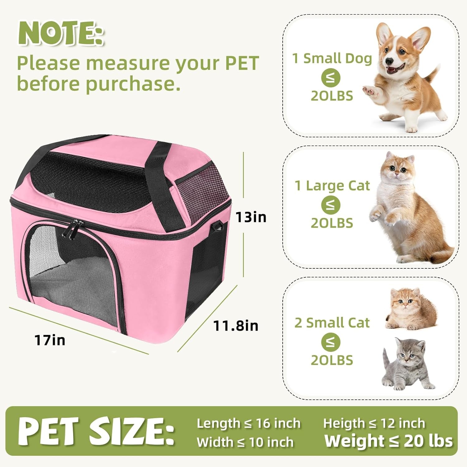 Airline Approved Pet Carrier Backpack - Cat - (Mesh Ventilation) - (Pink, Grey) - (While Supplies Last)