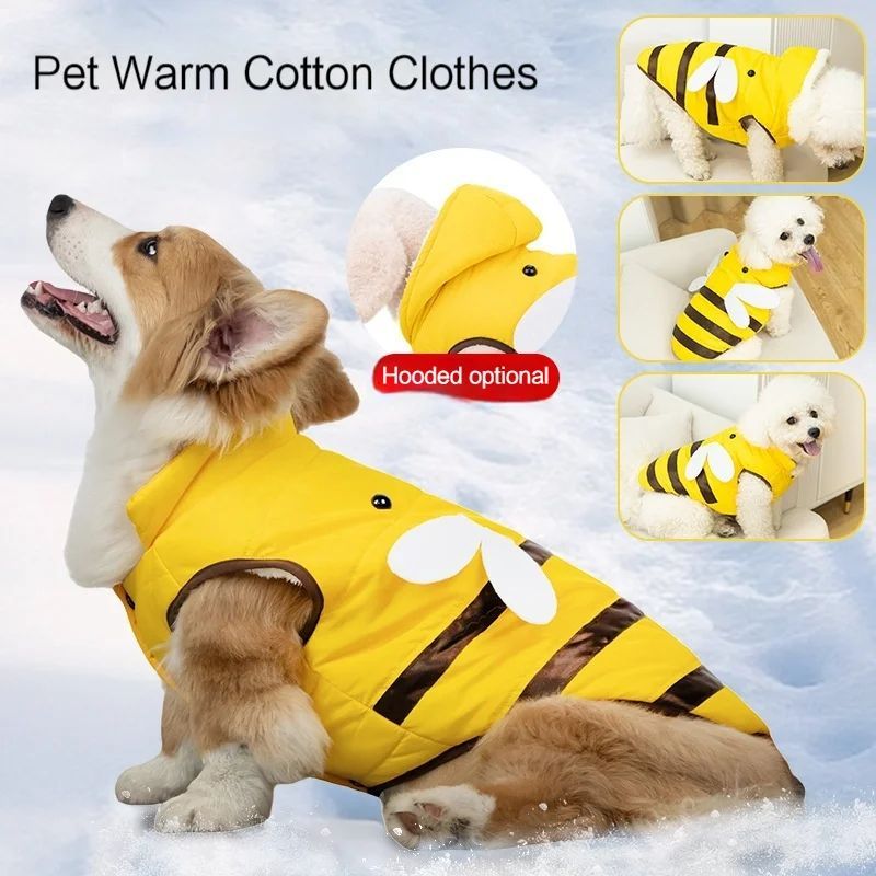 Halloween Cozy Bee Hooded Costume - Dog - (XS-XL) - (Yellow)