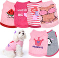 6 Pack Summer Shirt Vest - Dog Cat - (4 Pattern Options) - (XS-L) - (Pink)