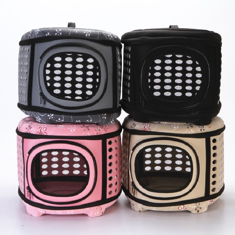 Foldable Crate and Pet Carrier - Dog Cat - (4 Color Options) - (18"x15"x13")
