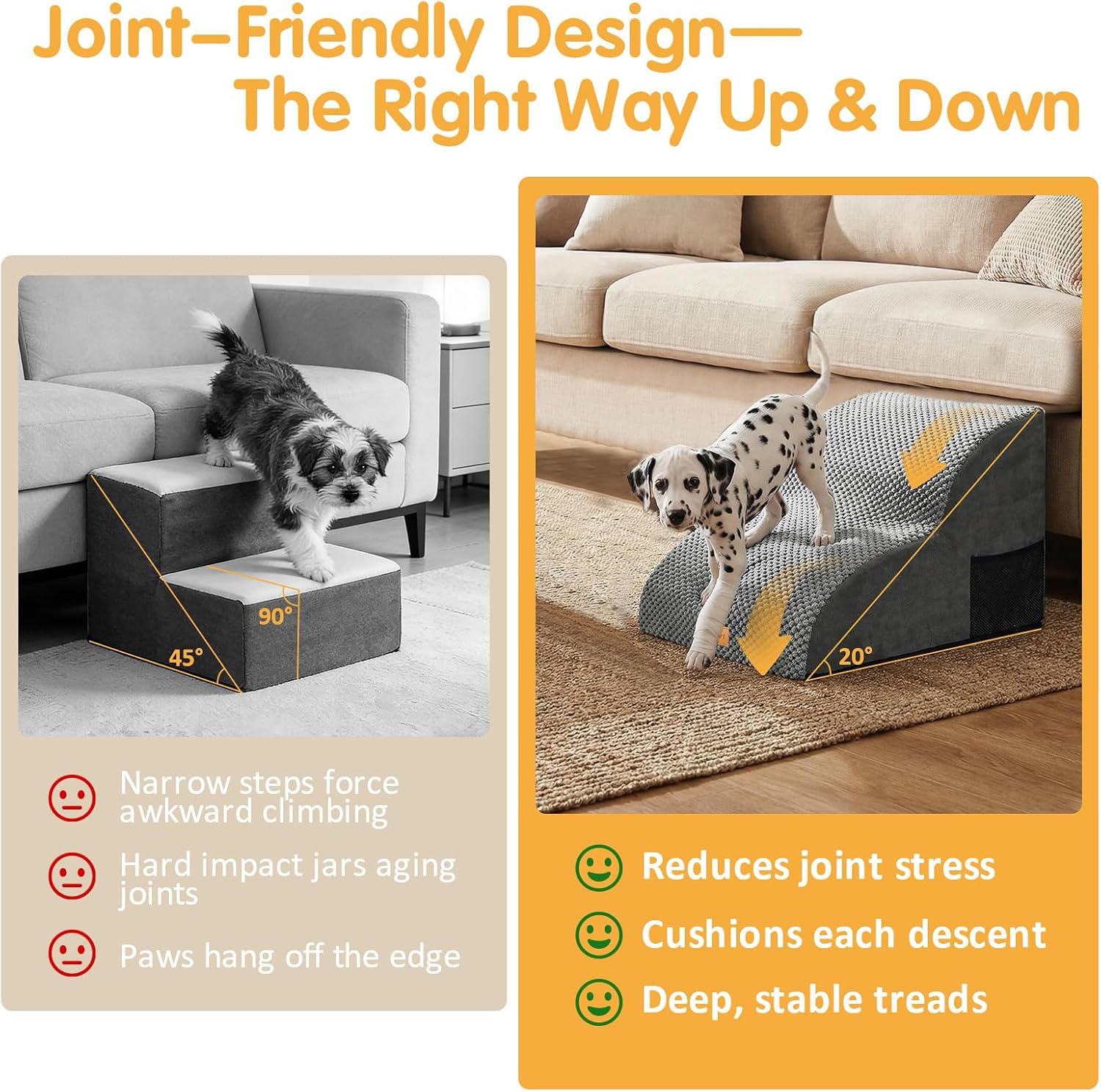 2-Tier Foam Stairs - Dog - (21.7" D x 15.7" W x 11.8" H) - (2,3 Step Options) - (Grey) - (While Supplies Last)