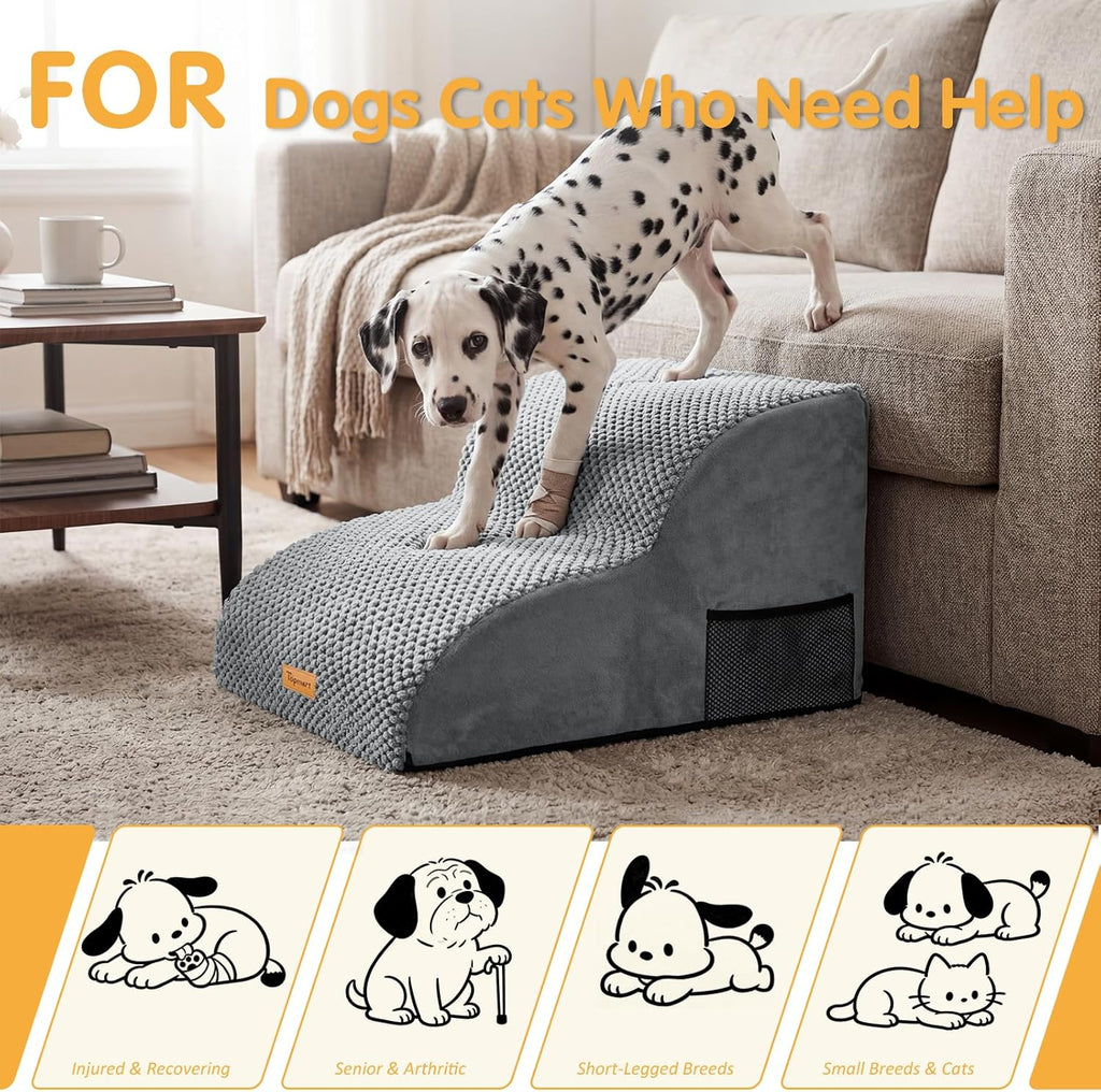2-Tier Foam Stairs - Dog - (21.7" D x 15.7" W x 11.8" H) - (2,3 Step Options) - (Grey) - (While Supplies Last)
