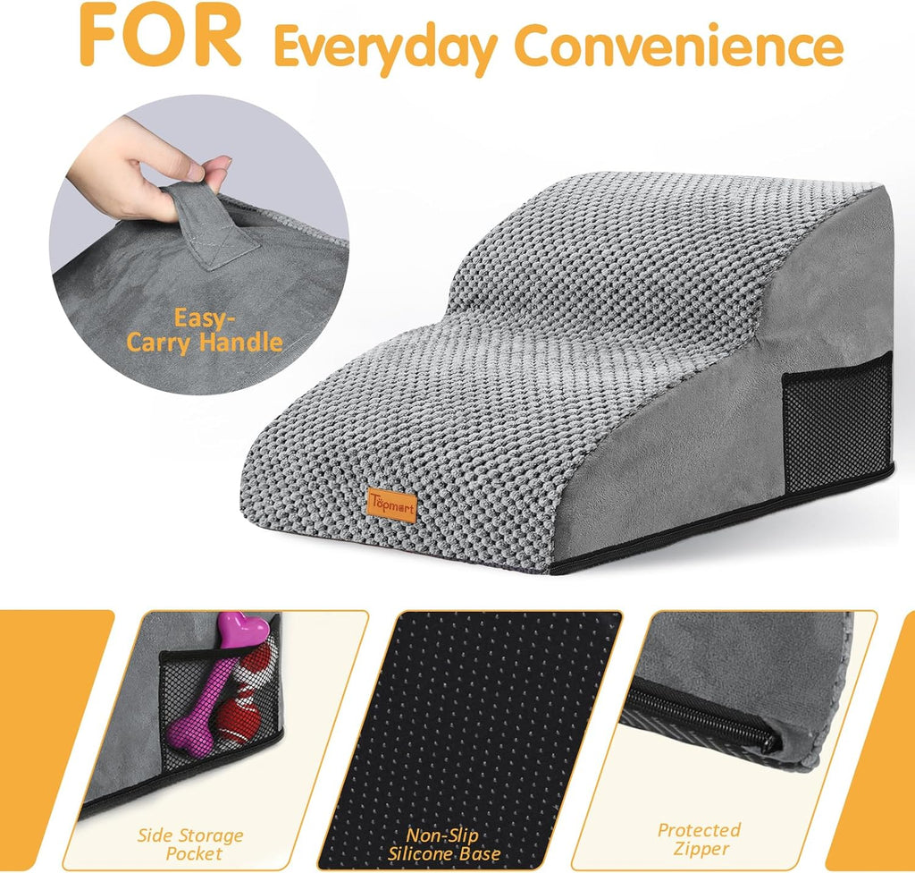 2-Tier Foam Stairs - Dog - (21.7" D x 15.7" W x 11.8" H) - (2,3 Step Options) - (Grey) - (While Supplies Last)