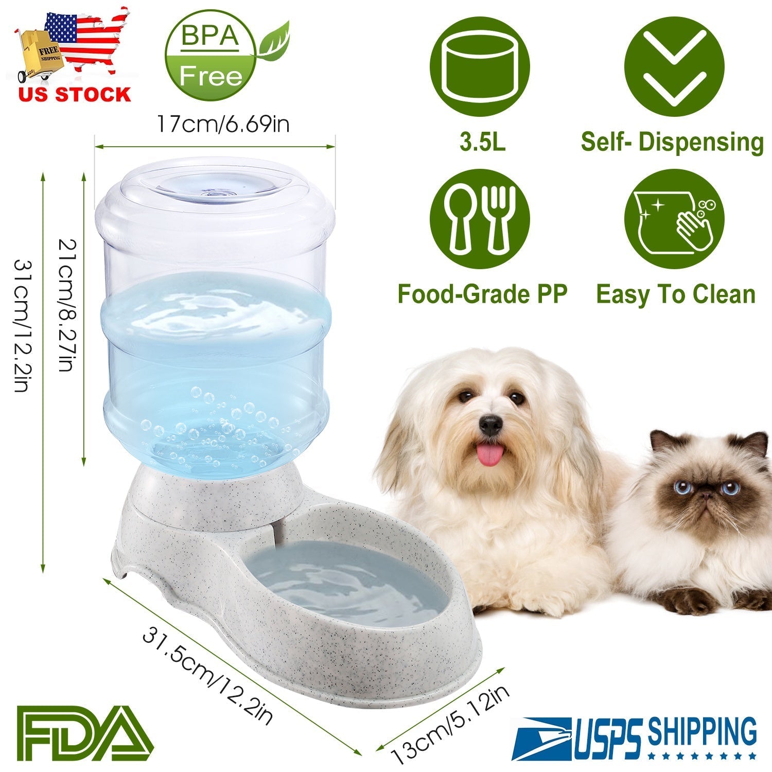 Gravity Dispensing Water or Food Feeder - Dog Cat - (3.5 L) - (While Supplies Last)