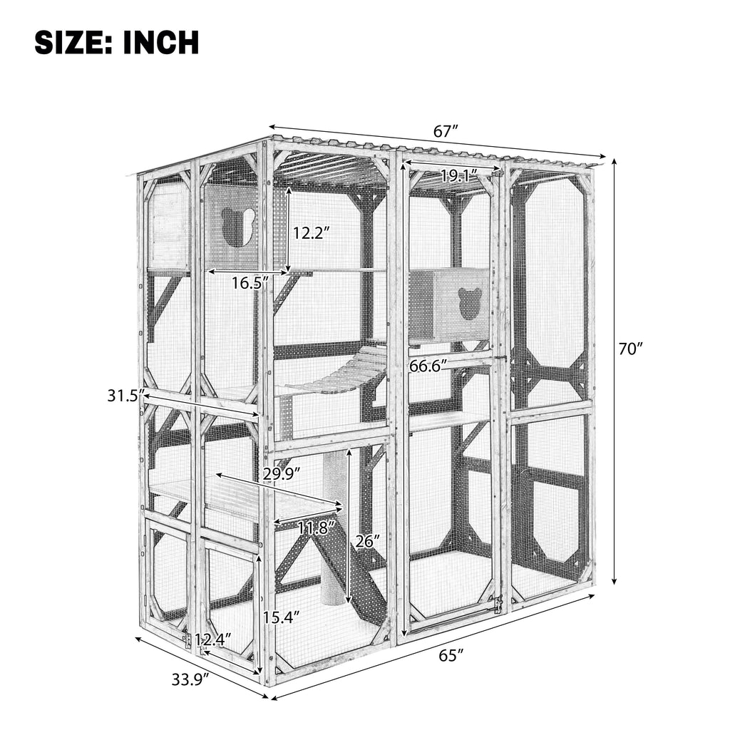 Outdoor Cat Enclosure Fir Wood Catio