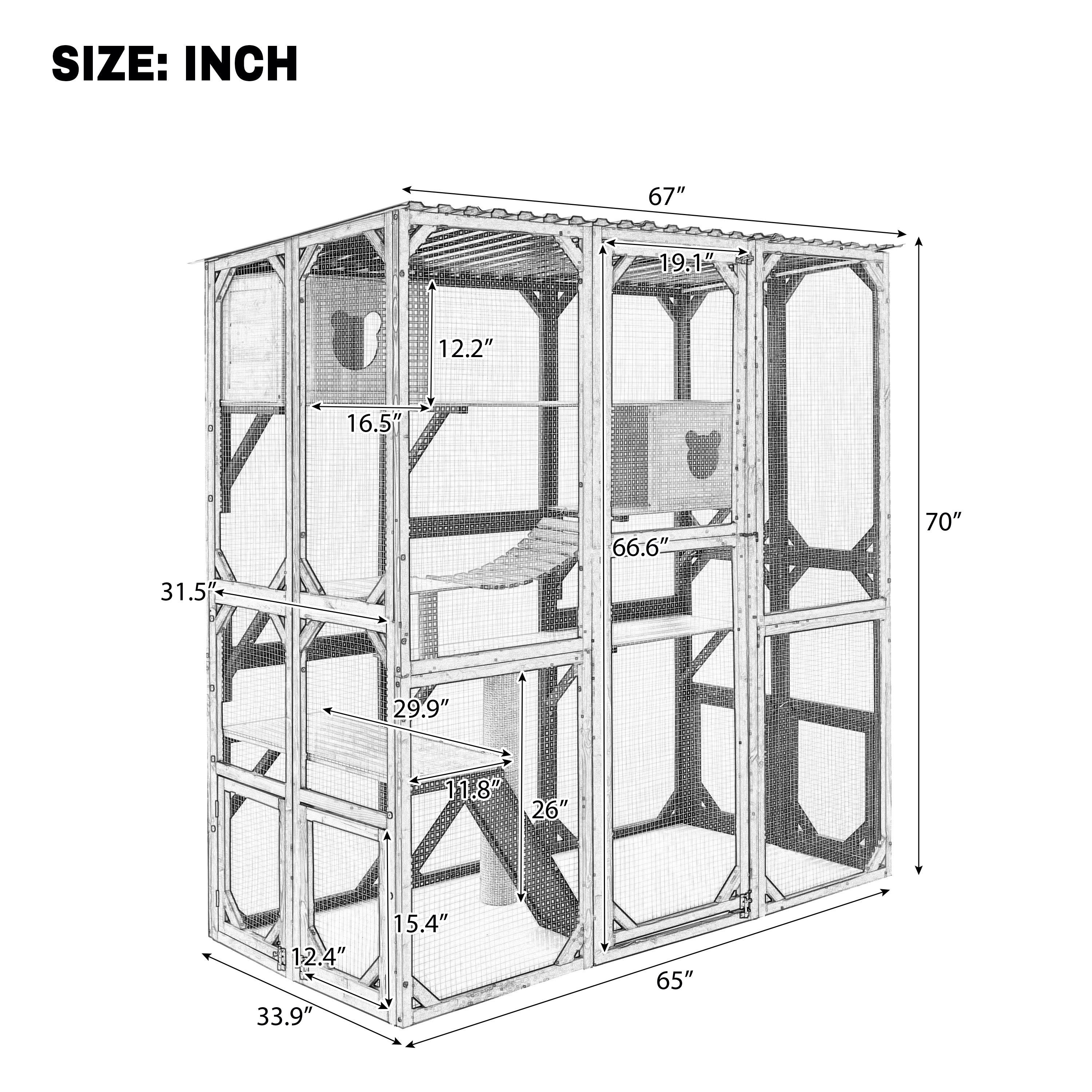 Outdoor Cat Enclosure Fir Wood Catio