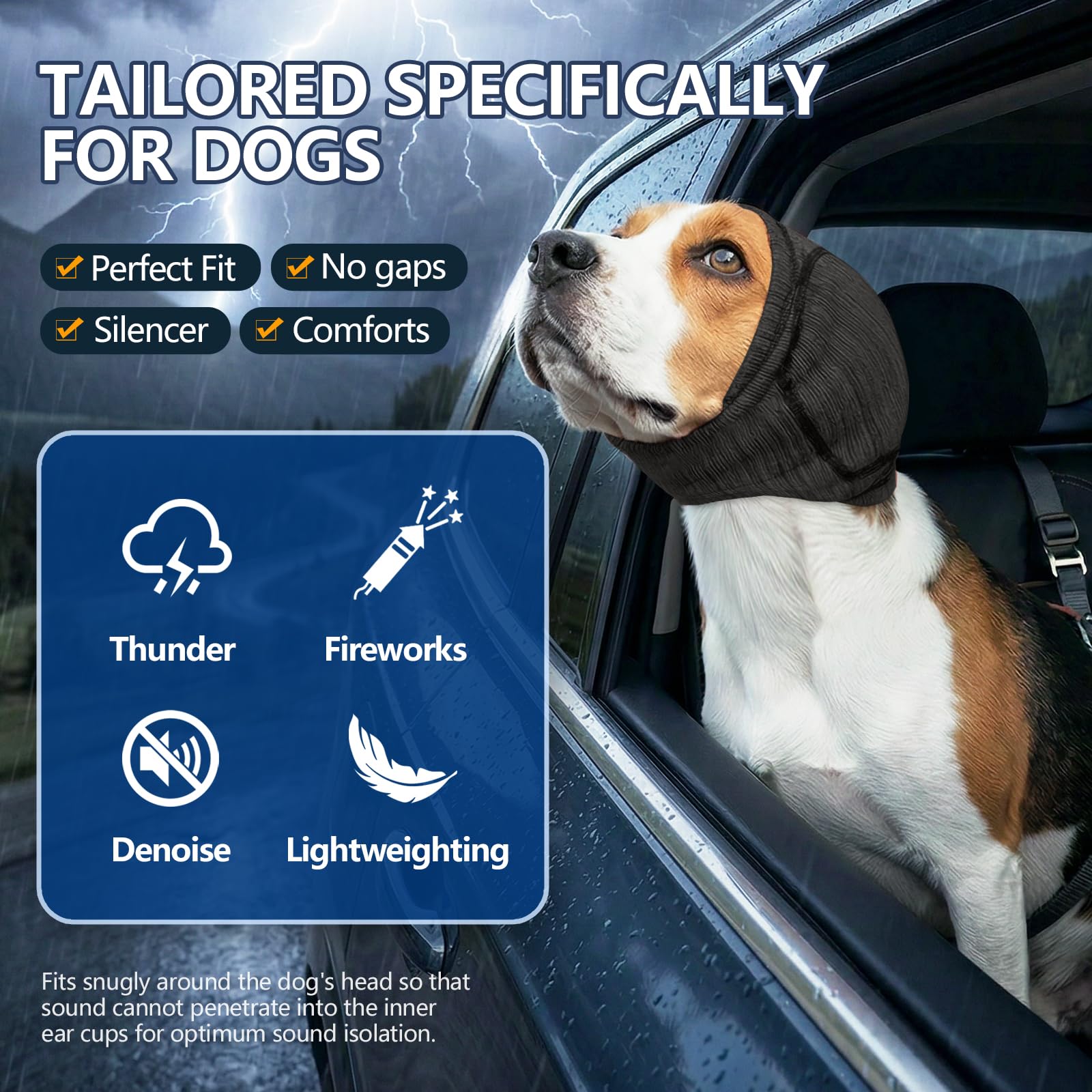 Ear Cover - Dog - (Noise Protection) - (Surgery Recovery) - (Prevent Scratching) - (S-XL) - (Grey, Rose Red)