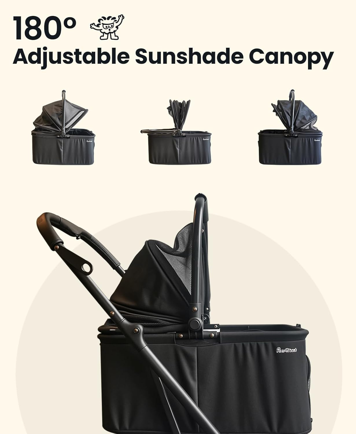 2-in-1 Pet Stroller with a  Pet Carrier Crate - Dog Cat - (Foldable) - (4 Size/4 Style Options) - (Black) - (While Supplies Last)
