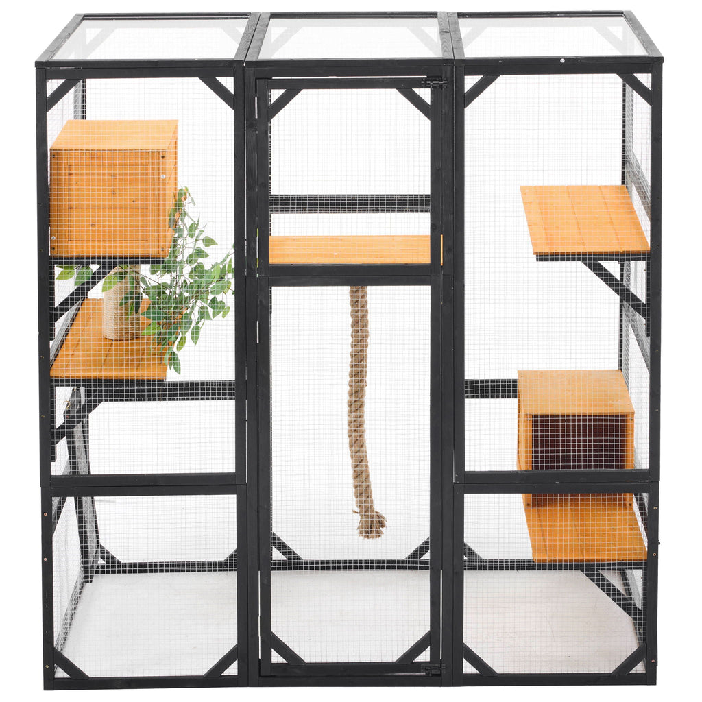 Outdoor Cat House, Diy Cat Enclosure Catio With Double Enter Doors
