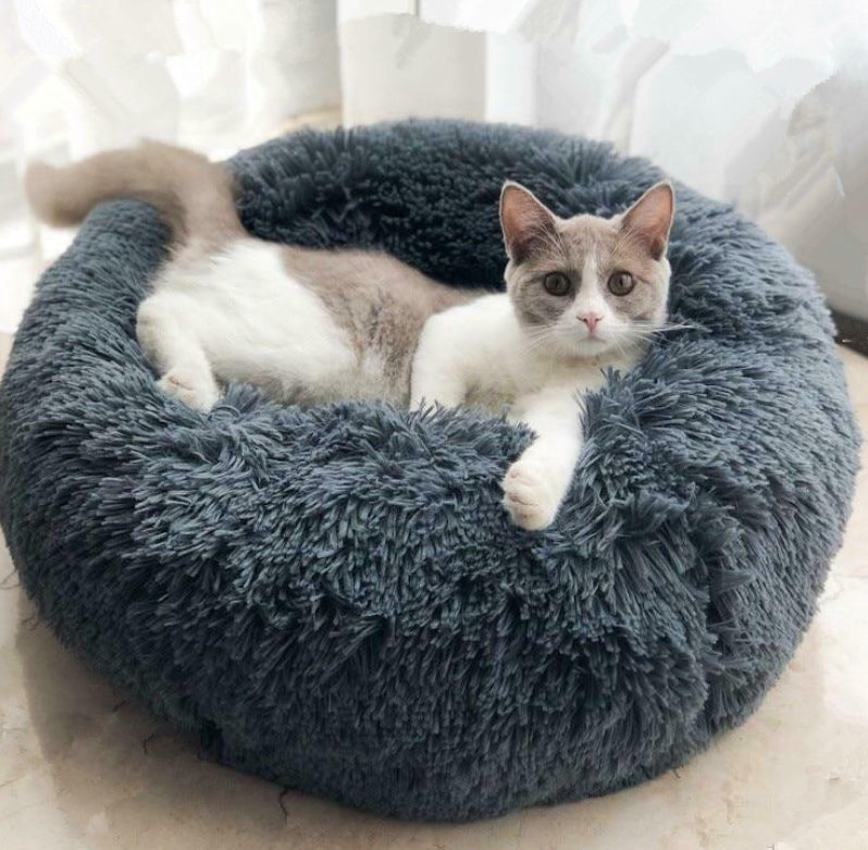 Round Plush Bed and Litter Mat - Dog Cat