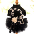Luxurious and Sophisticated Tutu Dress with Floral Accents -  Dog - (XS-L) - (Black) - (While Supplies Last)