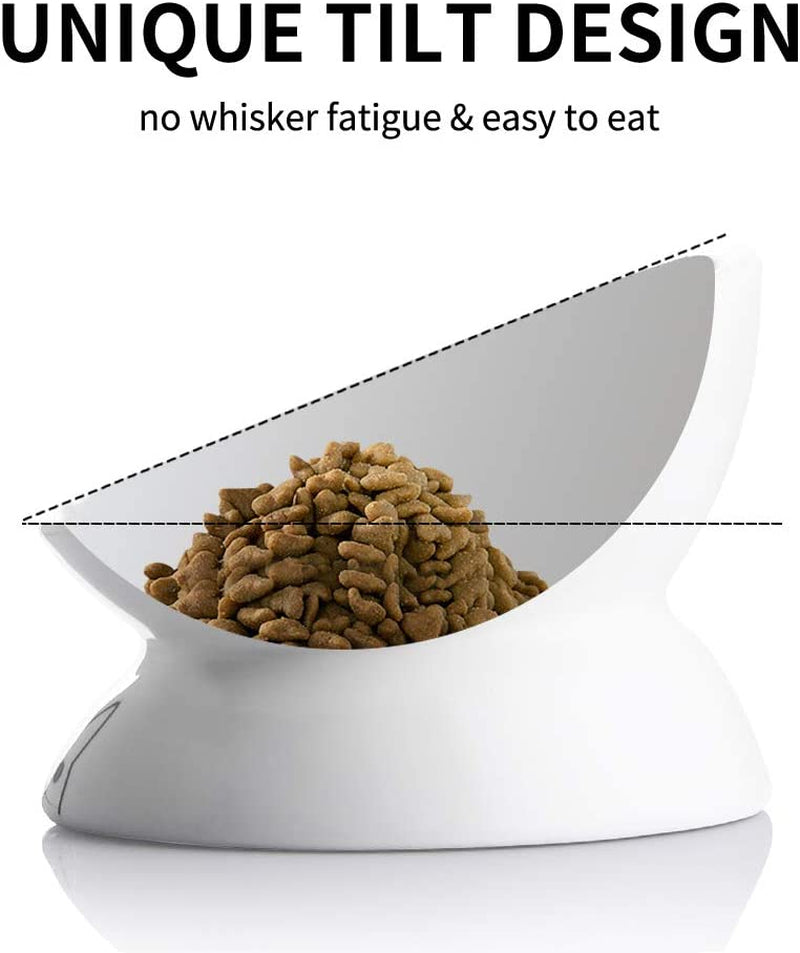 Raised Ceramic Cat Bowl - Cat - (White) - (2.5oz) - (While Supplies Last)