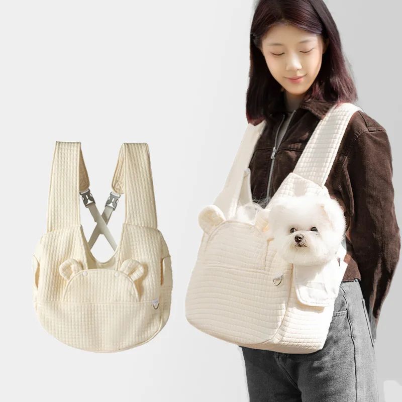 Minimalist Pet Travel Backpack - Dog Cat - (Convenient) - (Attractive) - (White, Grey)