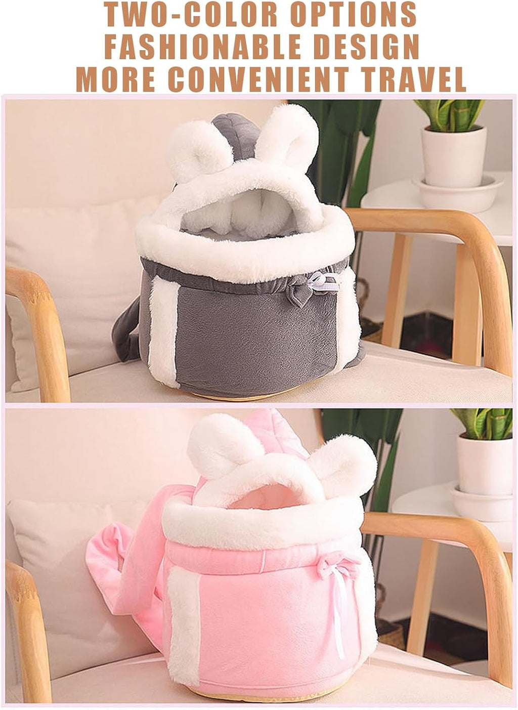 Double Pocket Pet Shoulder Carrier Bag - Dog Cat - (Grey, Pink) - (S,M,L)